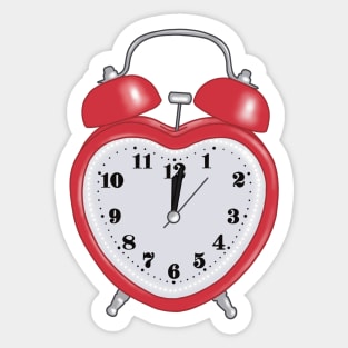 red heart shaped alarm clock aesthetic dollette coquette Sticker